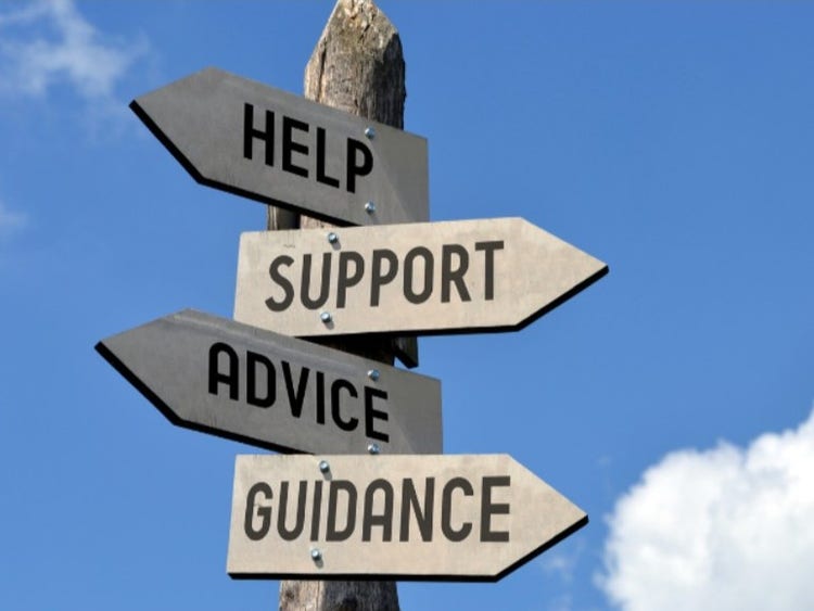 sign: help, support, advice, guidance